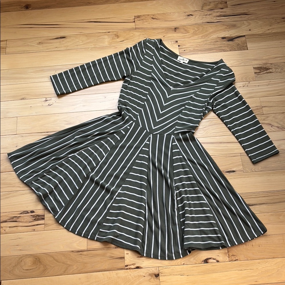 Ella Green and White Striped Dress